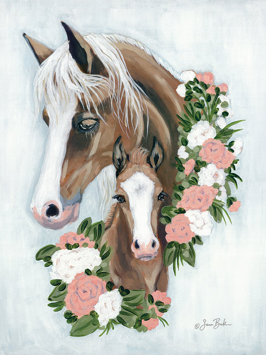 Floral Ponies Canvas Print