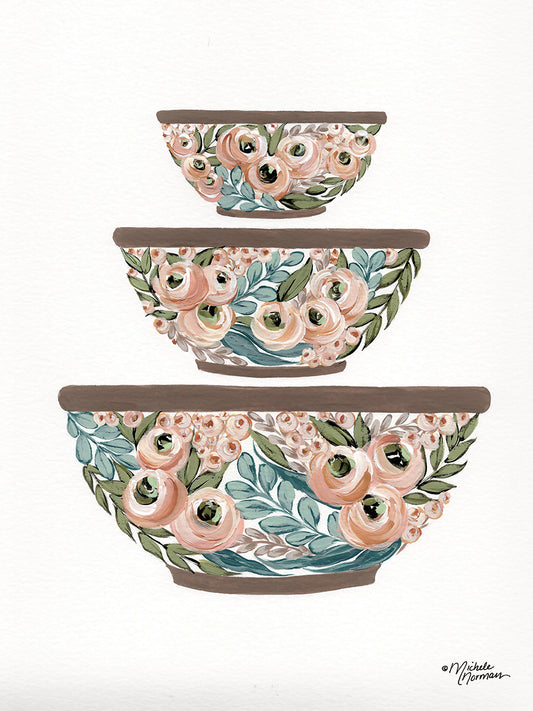 Floral Mixing Bowls Canvas Print