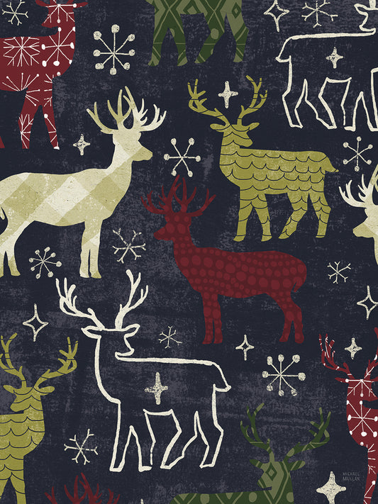 Merry Christmastime Reindeer Dark Canvas Print