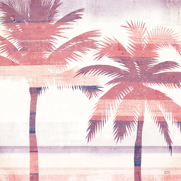 Beachscape Palms III Rosa Púrpura Lienzo