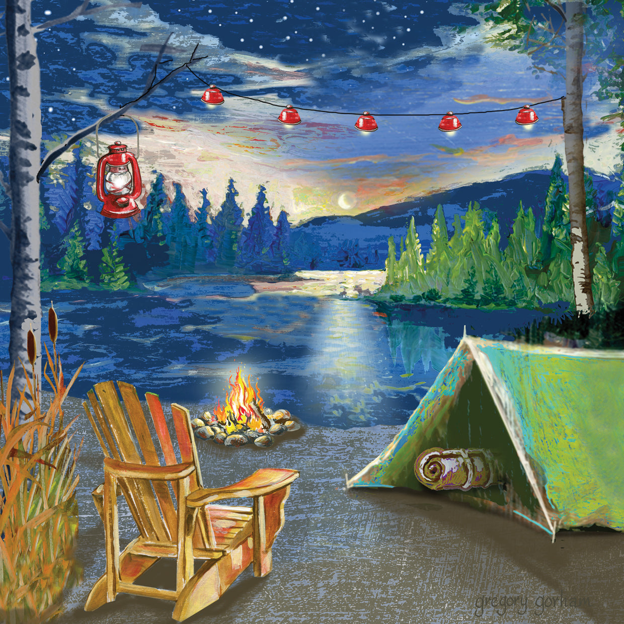 Camping Scene Wall Art by Gregory Gorham | Fine Art Canvas
