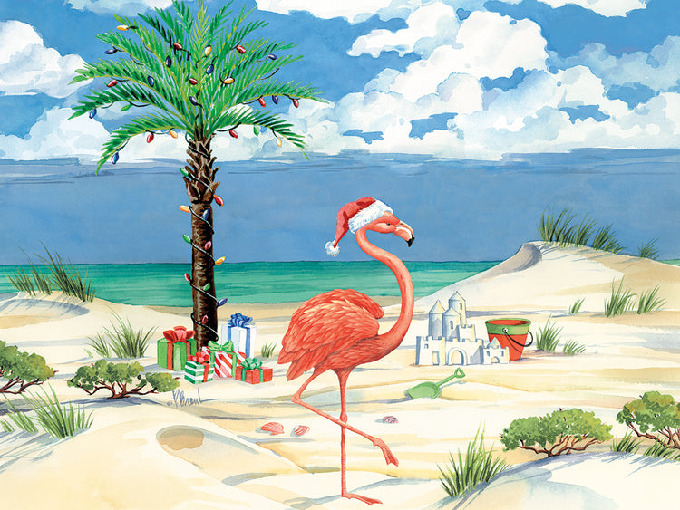 Playa de Navidad Flamingo Lienzo
