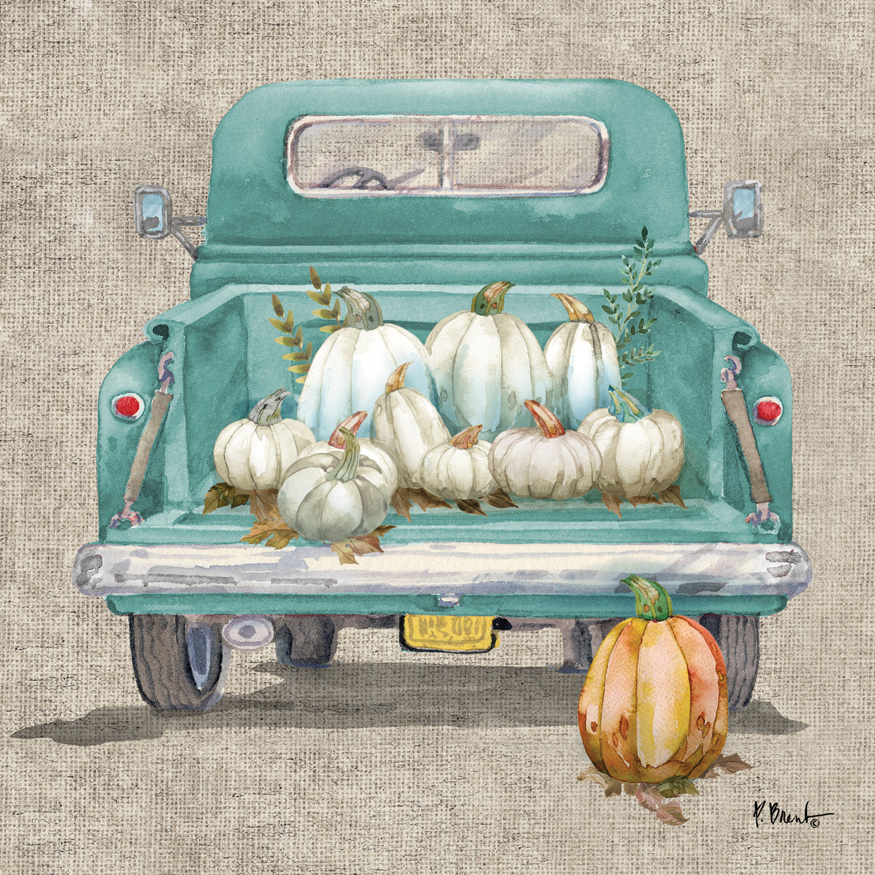 Camión de calabaza blanco Lienzo