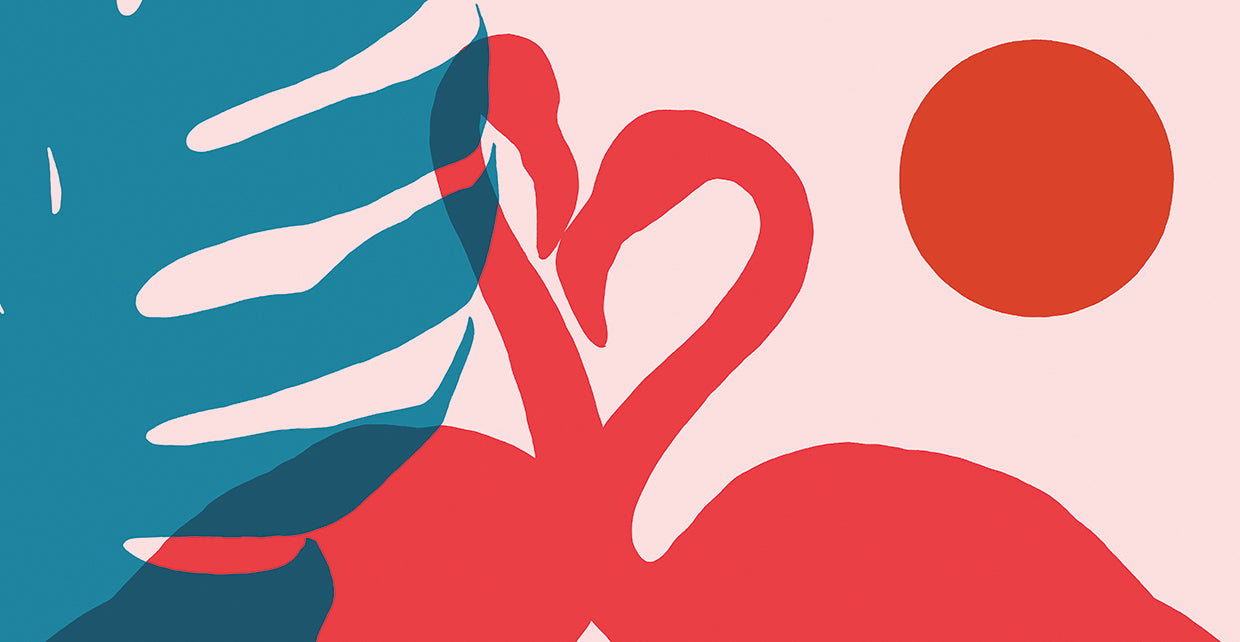 Silhouetted Flamingos