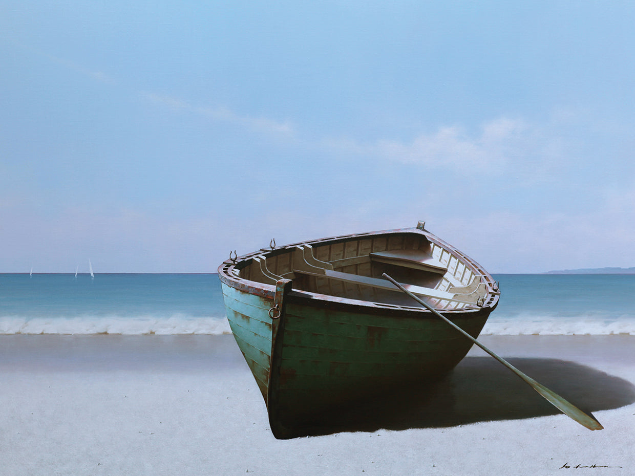 Blue Boat with Oar