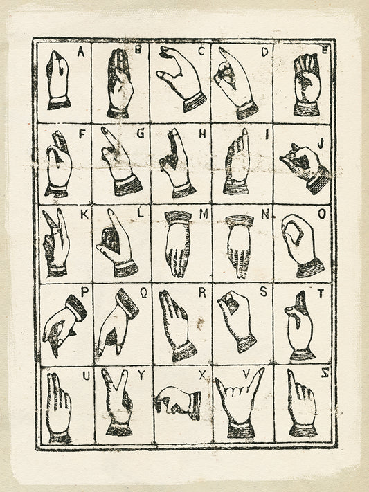 Vintage Sign Language Alphabet Canvas Print