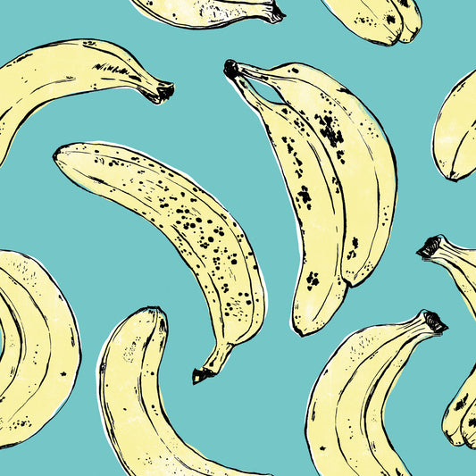 Bananas Turquoise Canvas Print