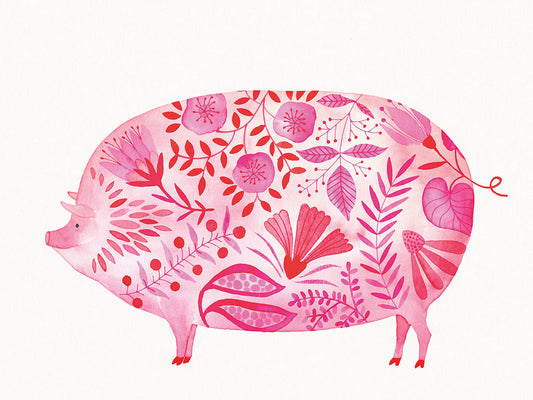 Floral Pig Canvas Print