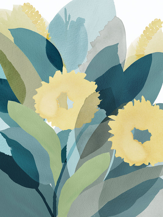 Yellow Teal Floral III