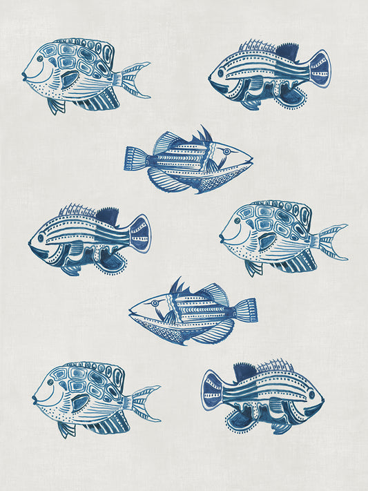 Indigo Fishes Canvas Print
