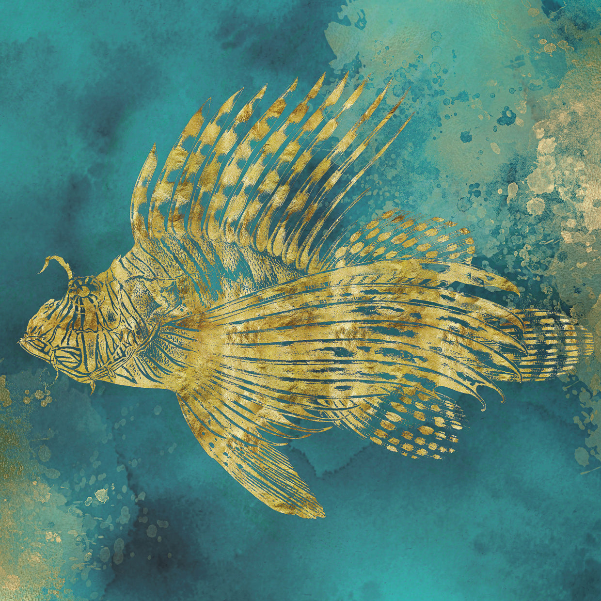 Lionfish of Gold on Aqua