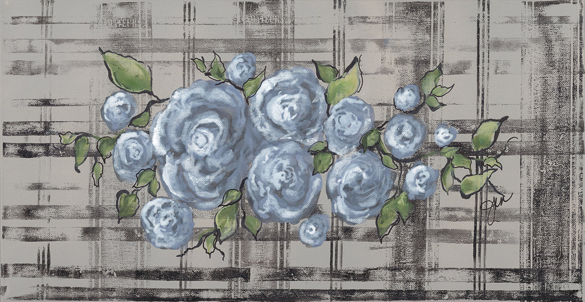 Blue Rose on Plaid