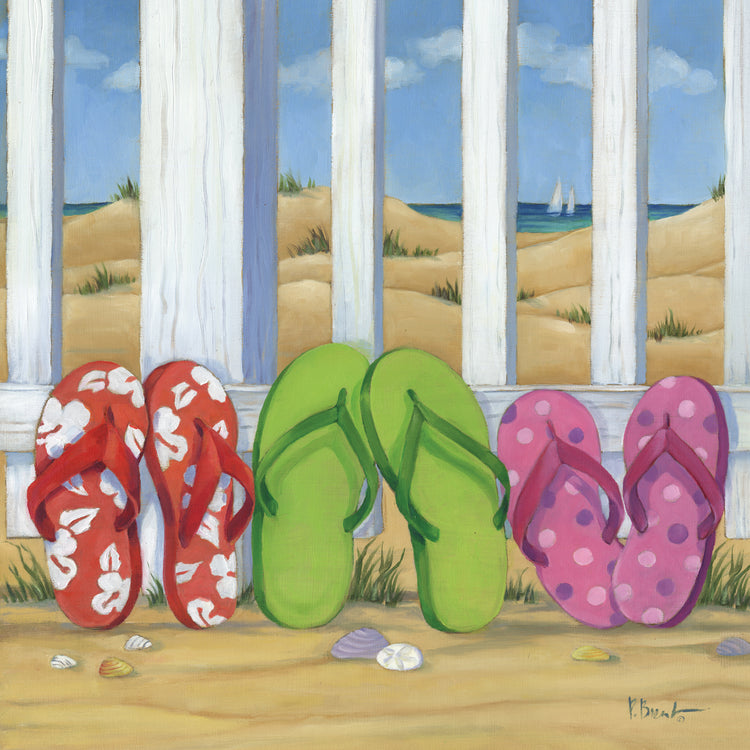 Flip Flop Beach I Cuadrado Lienzo