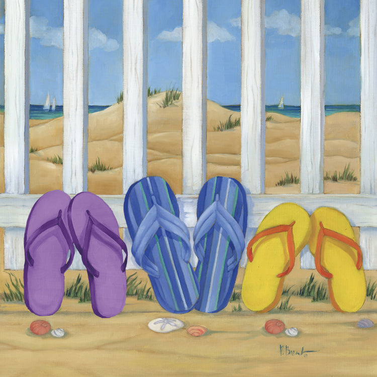 Flip Flop Beach II Cuadrado Lienzo