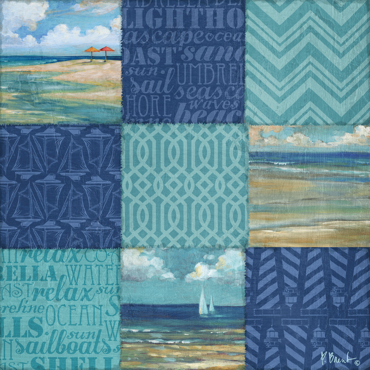 Patchwork de paisaje de playa I Lienzo