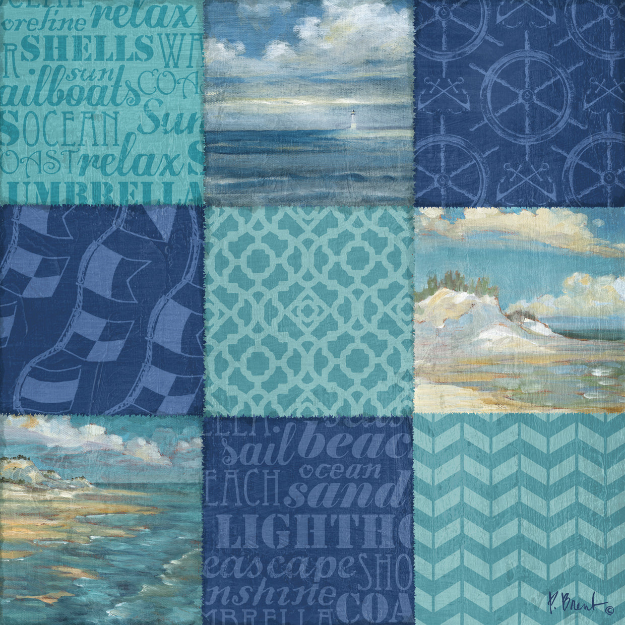 Patchwork de paisaje de playa II Lienzo