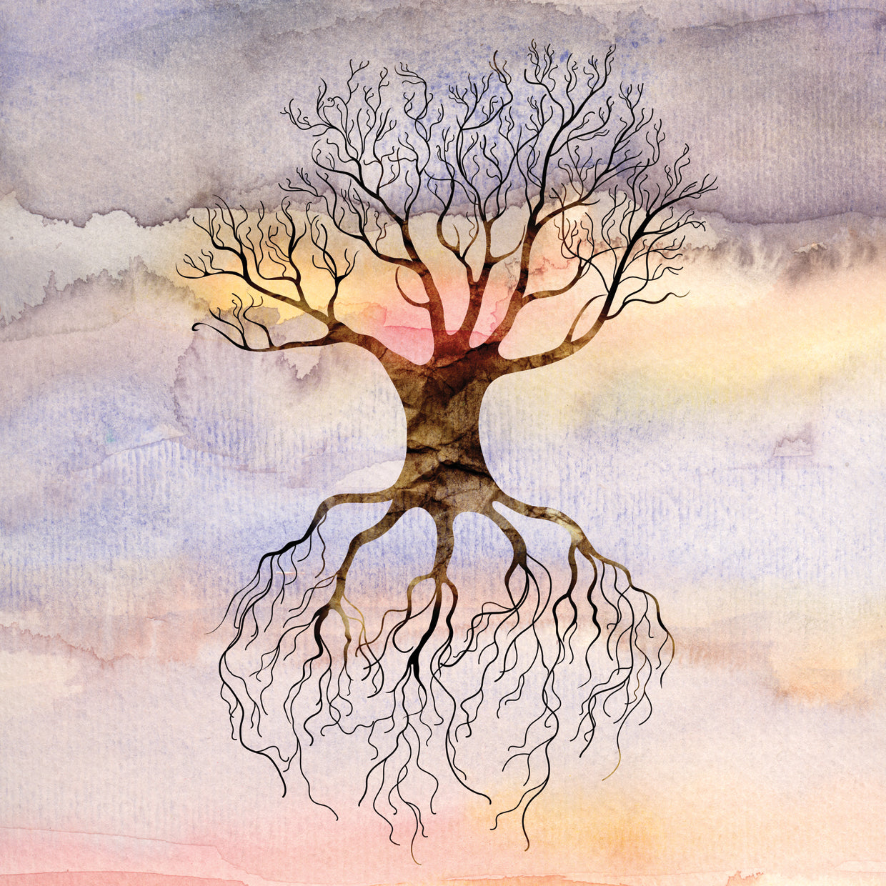 Mirrored Tree in Watercolor