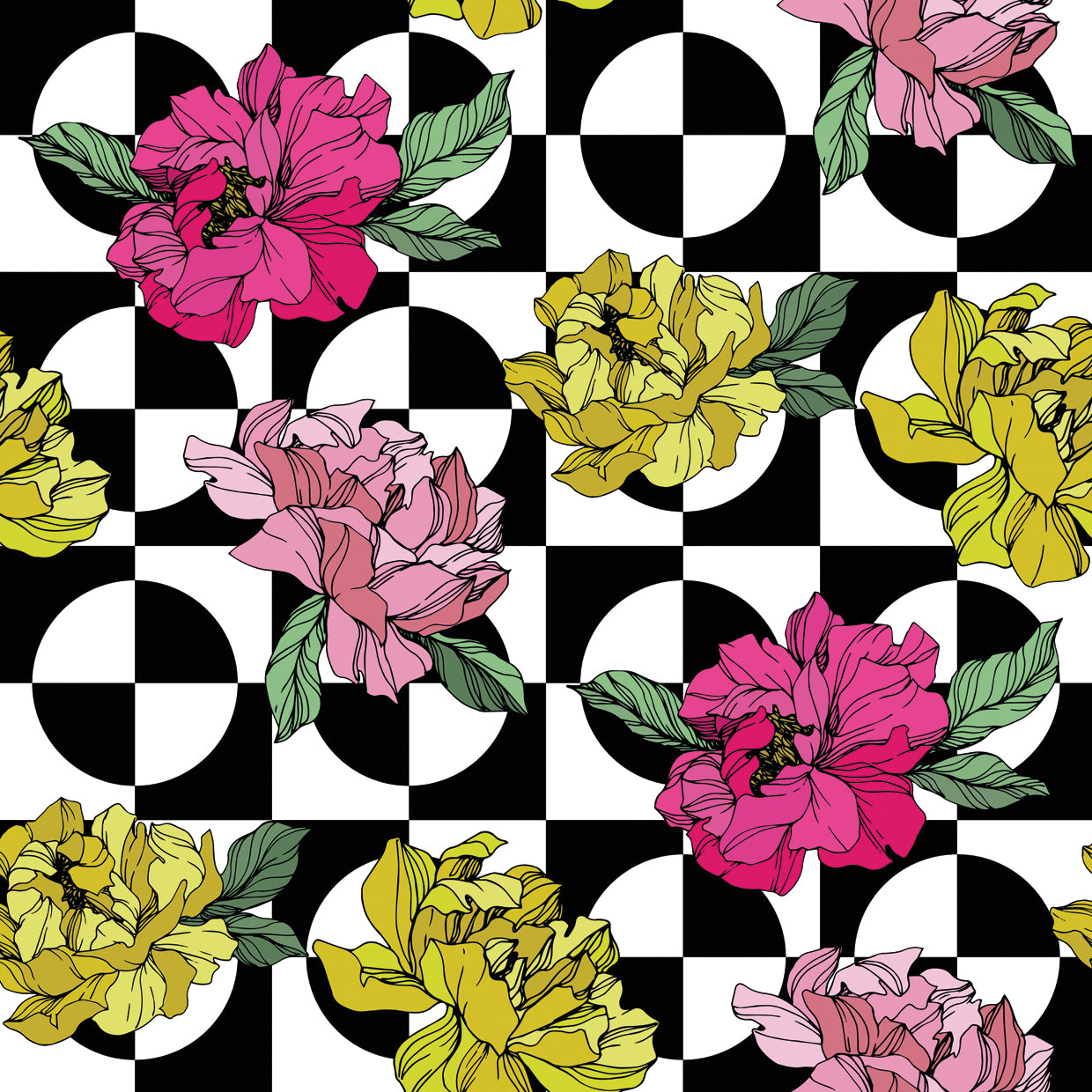 Pink and Yellow Peony Pattern