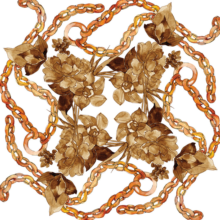 Brown Flowers Linked in Gold