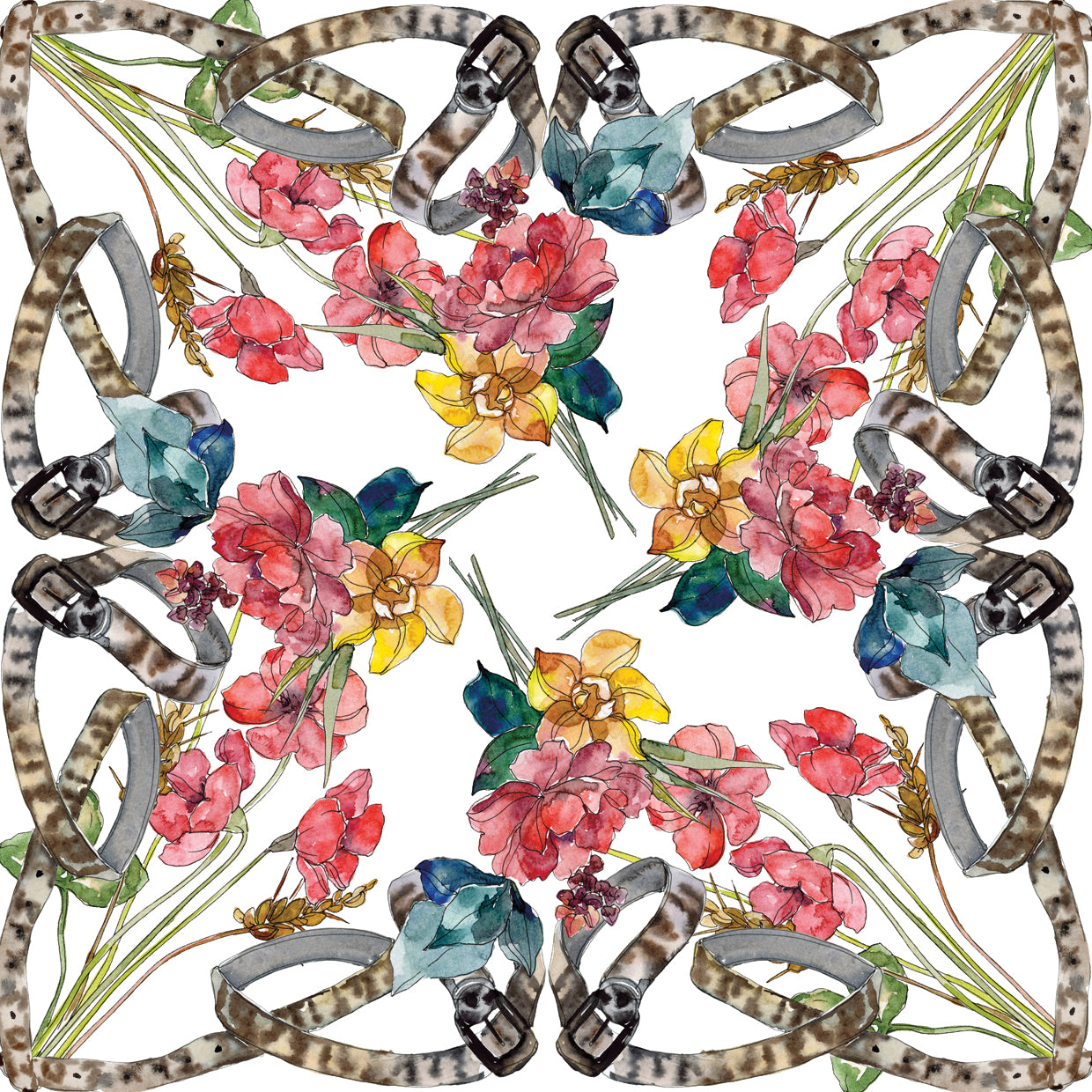 Flores atadas por leopardo Lienzo