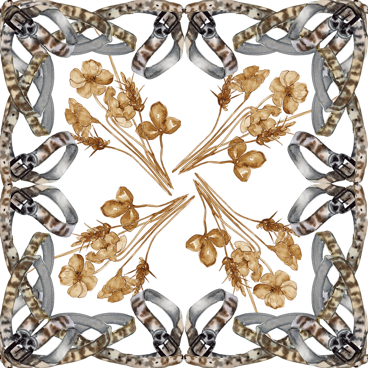 Brown Flowers Strapped by Leather