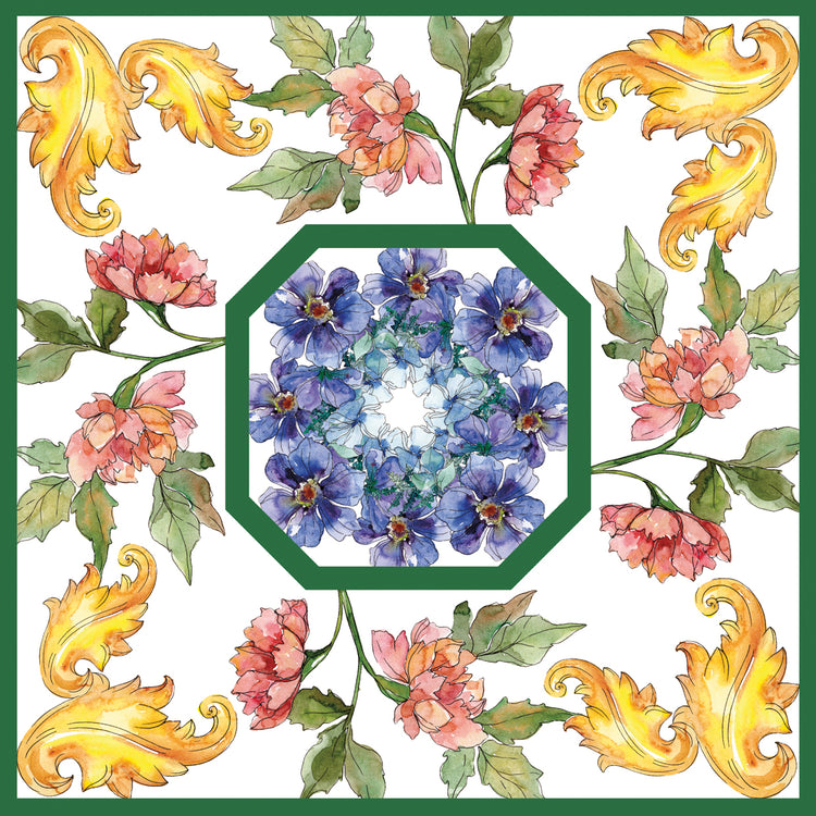 Blue and Green Floral Pattern