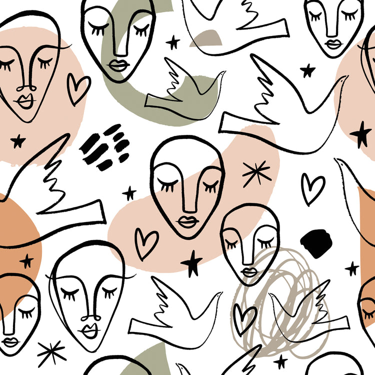 Face Doodle Pattern 2