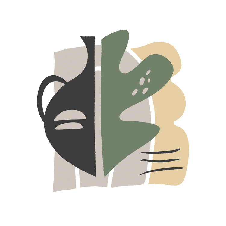 Vase and Leaf Abstract Art