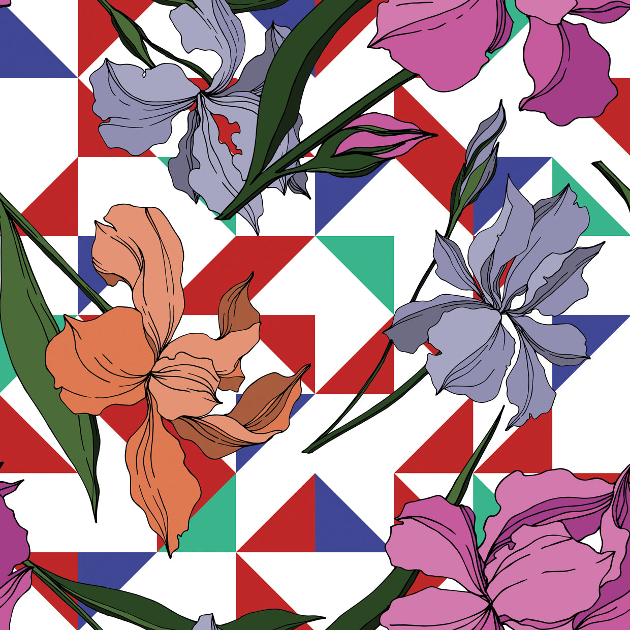 Flores con fondo abstracto Lienzo
