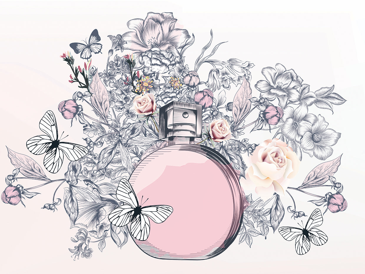 Botella de perfume decorada Lienzo