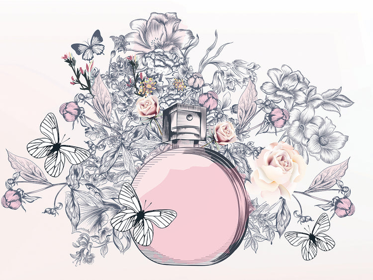 Botella de perfume decorada Lienzo