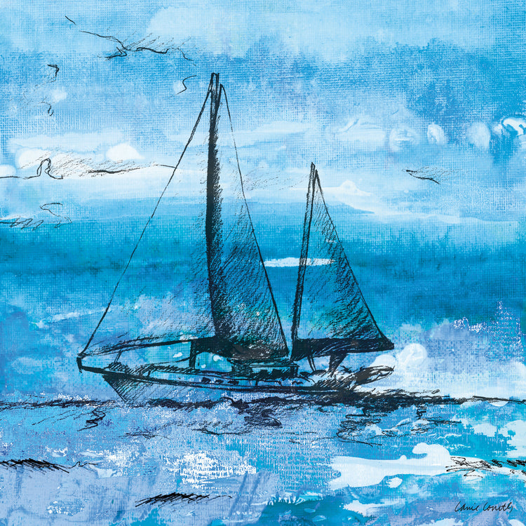 Coastal Boats in Watercolor II