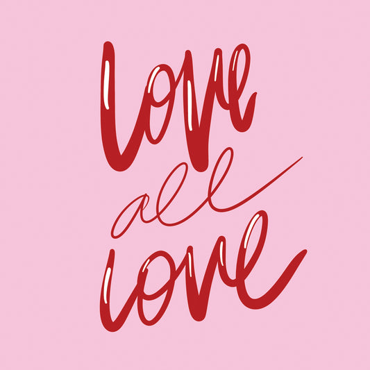 Love All Love Red on Pink Canvas Print