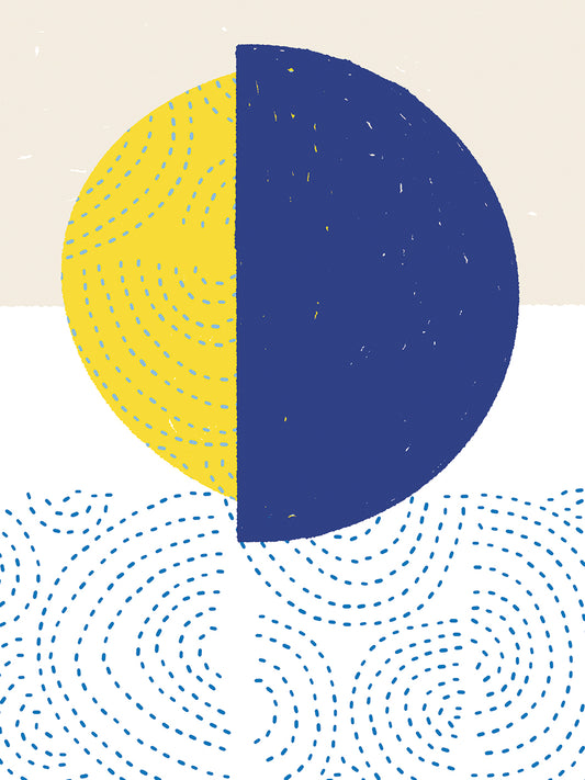 Blue and Yellow Mod Circles I Canvas Print