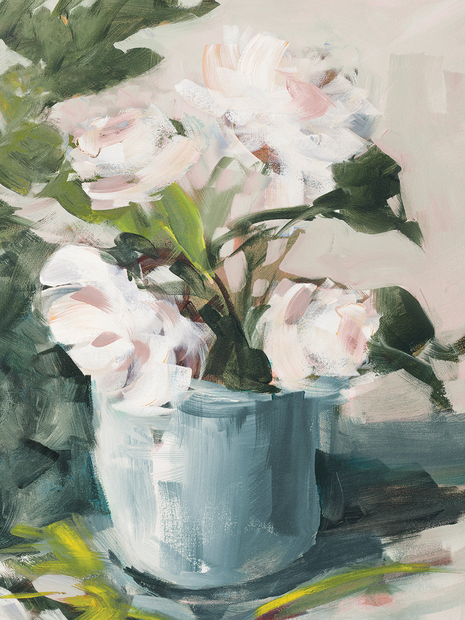 Peonies in Blue Vase
