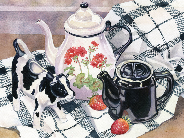 G Babbitt Cow Creamer Red & Black