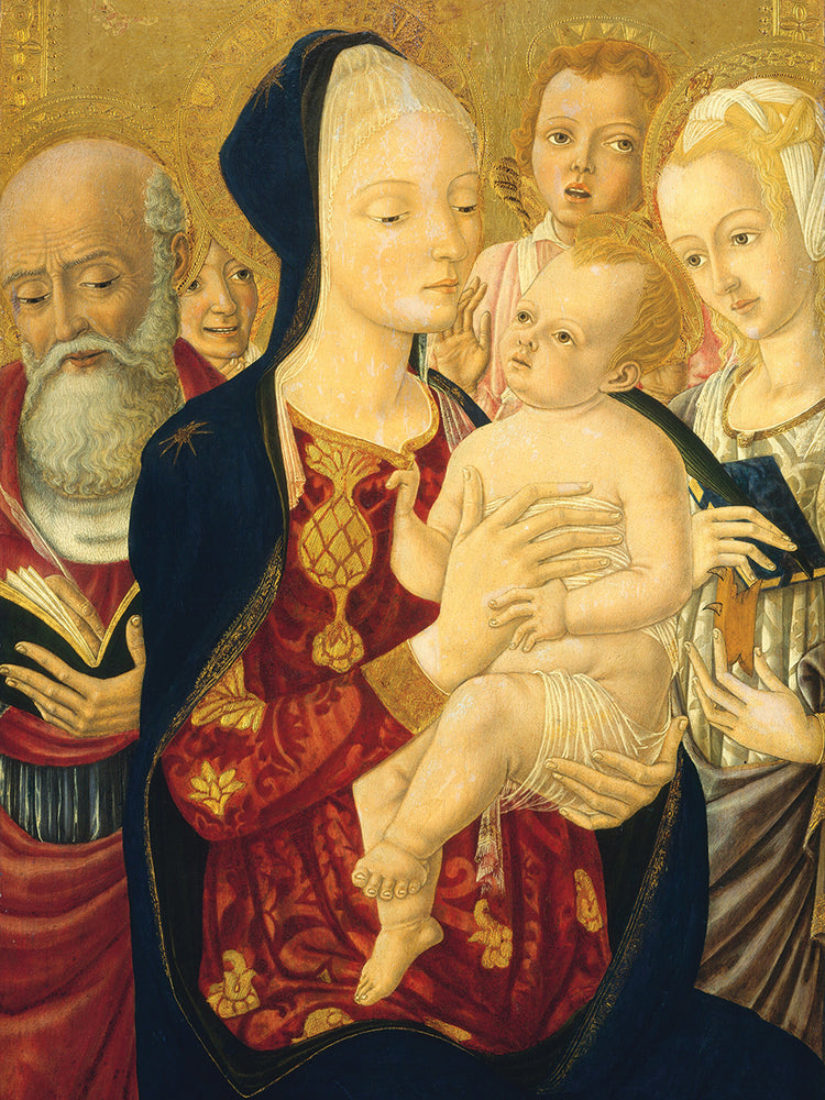 La Virgen y el Niño con San Jerónimo, Santa Catalina de Alejandría y Ángeles, c. 1465/1470 Lienzo
