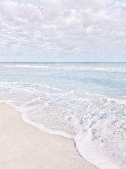 Sun Bleached Ocean Waves on Beach I Canvas Print
