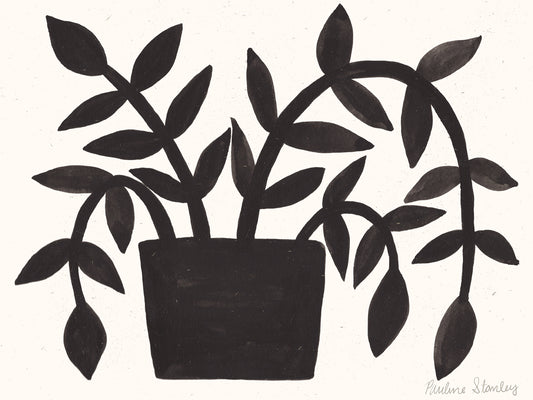 Black Plant Gouache Canvas Print