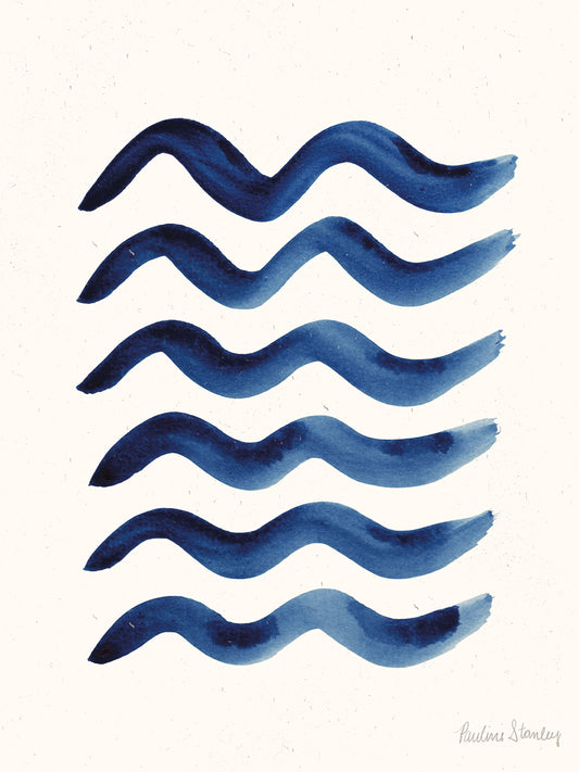 Blue Waves Watercolor Canvas Print