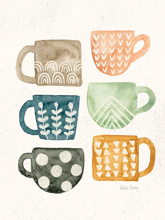Pattern Mugs Watercolor Canvas Print