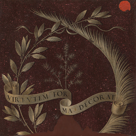 Wreath of Laurel, Palm, and Juniper with a Scroll inscribed Virtutem Forma Decorat [reverse], c. 1474/1478