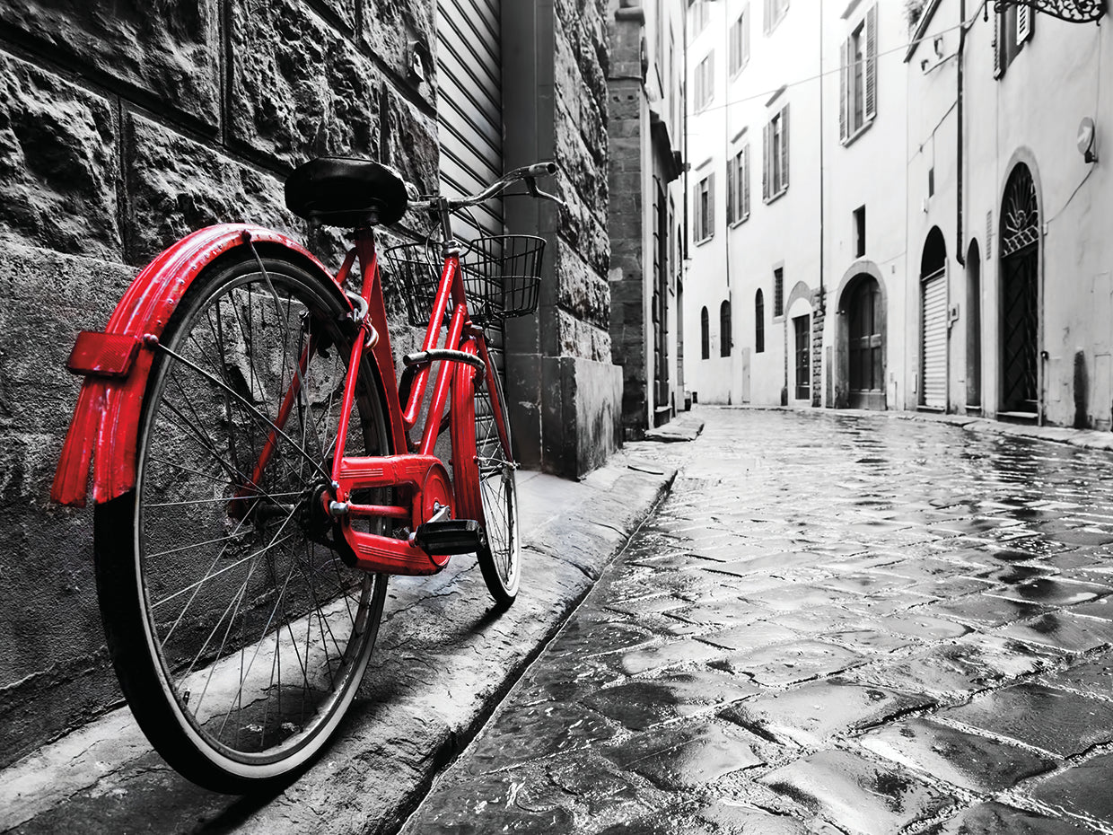 Camino de ladrillos de bicicleta roja Lienzo