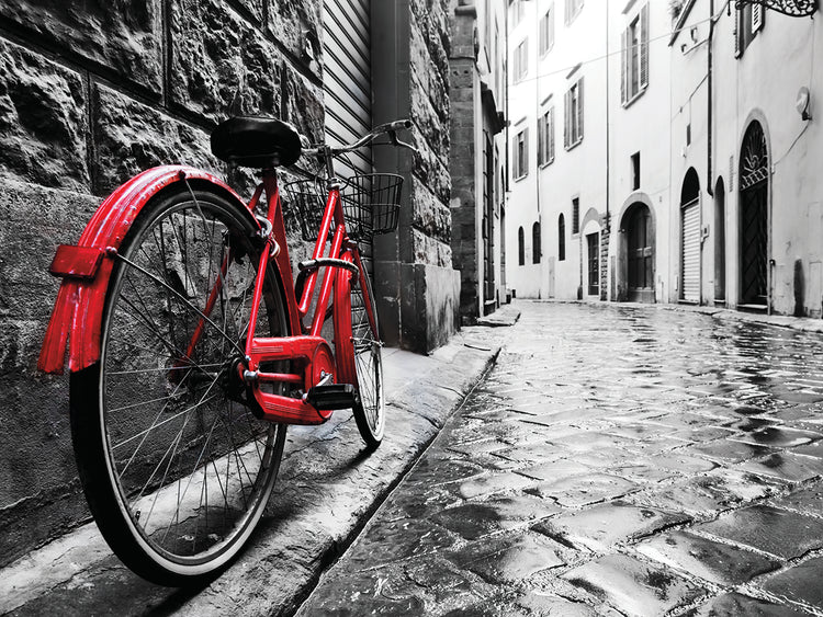 Camino de ladrillos de bicicleta roja Lienzo