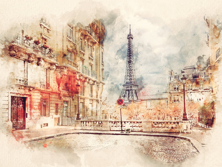 Acuarela París Lienzo