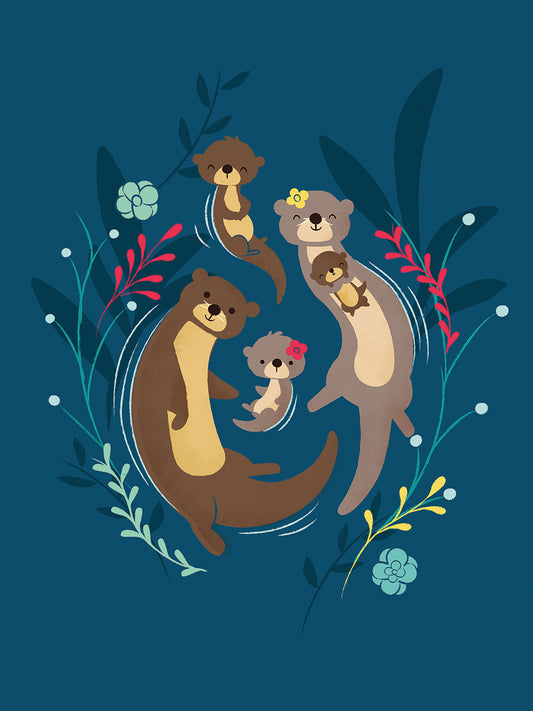 Otter Family Canvas Print