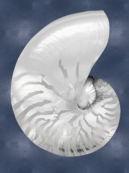 Silver Shell on Indigo Blue II Canvas Print