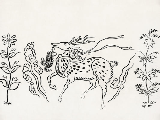 Japanese vintage original woodblock print -deer (1860-1869)