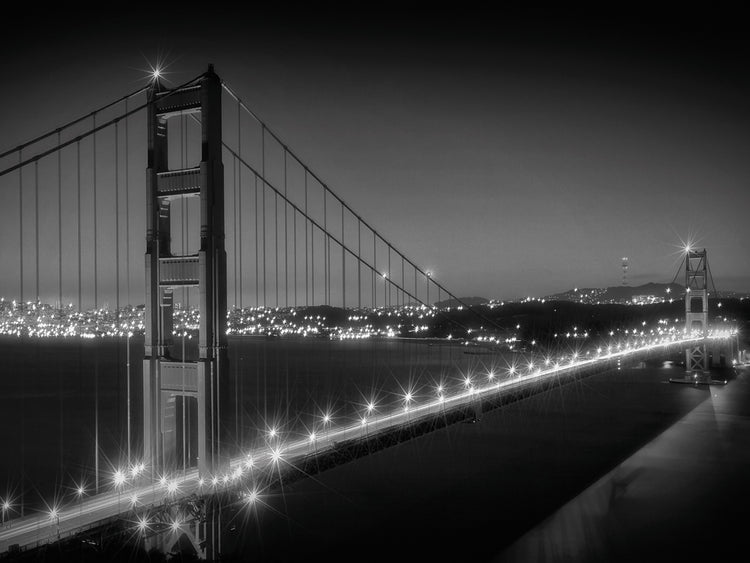 Monochrome Cityscape of Golden Gate Bridge
