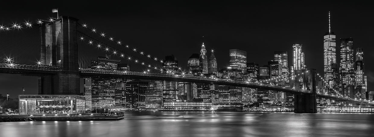 NYC Nightly Impressions - Panoramic Monochrome